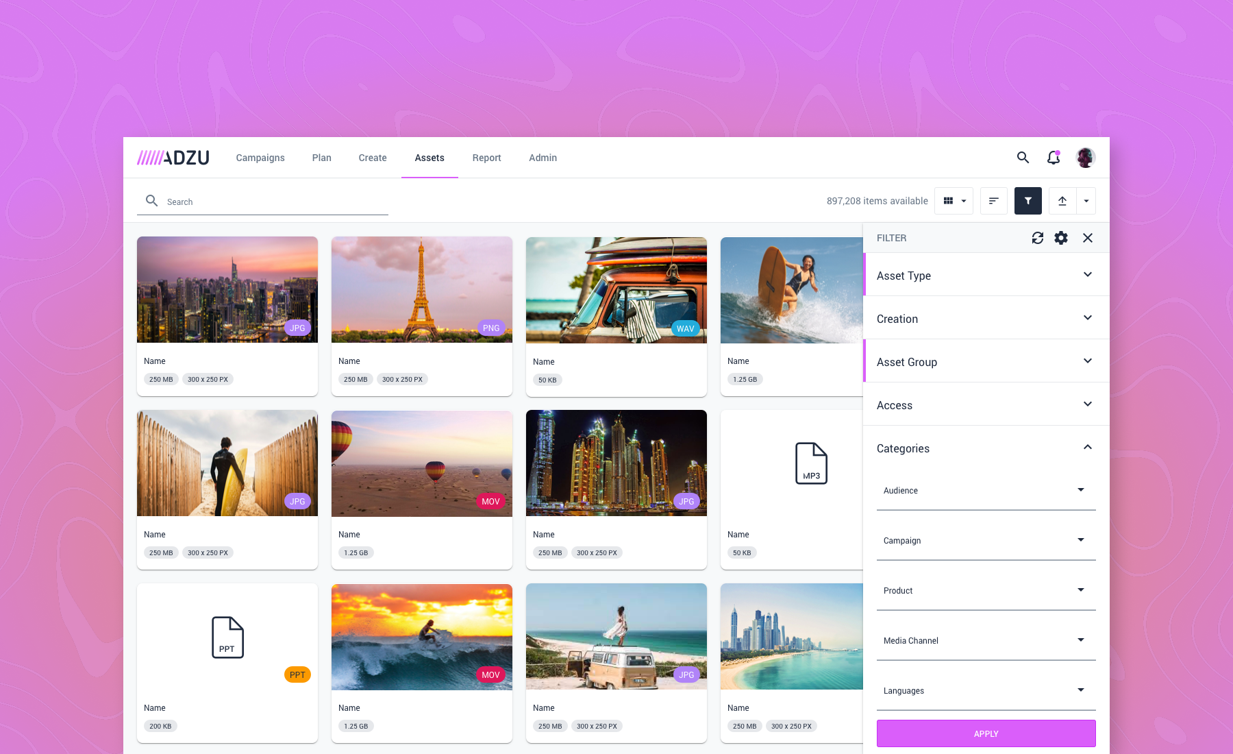 Upload assets