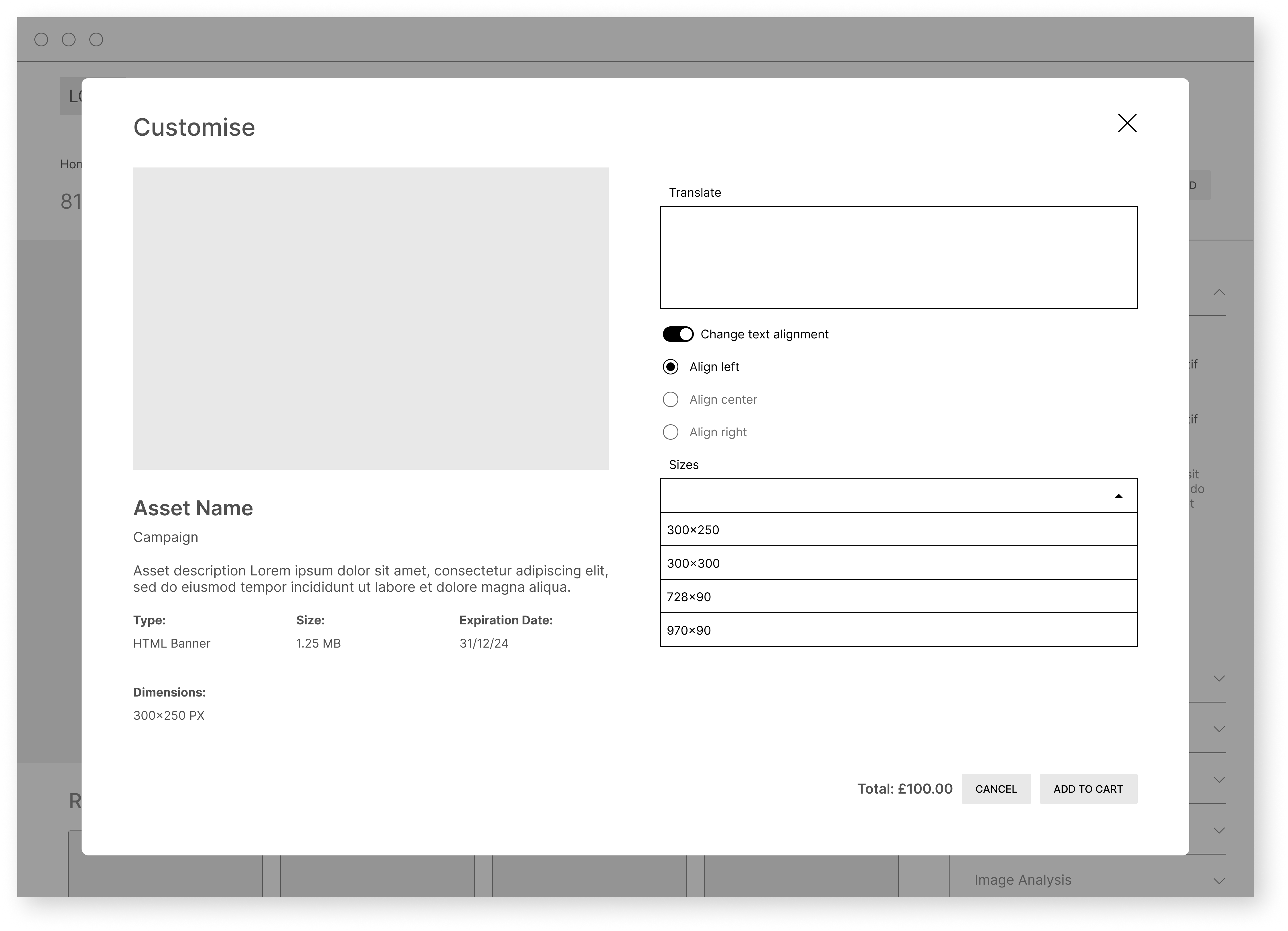 Customise assets